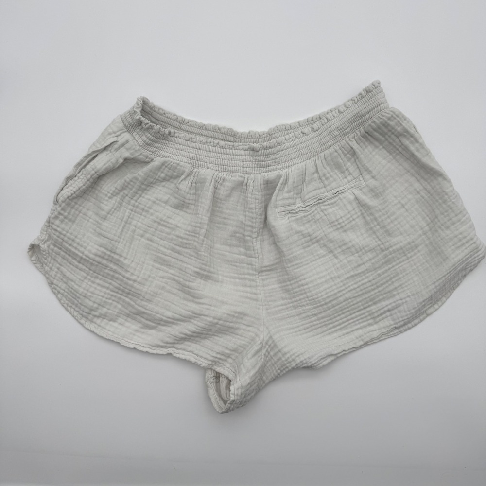 Aerie Women XL White Cotton Gauze Smocked Waist Summer Shorts‎